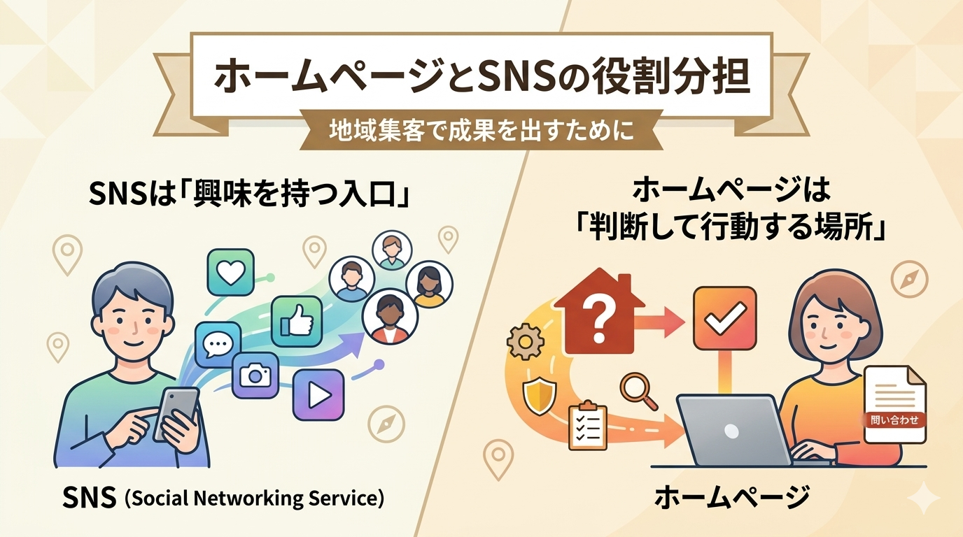 ホームページは「成約の場」、SNSは「出会いの場」